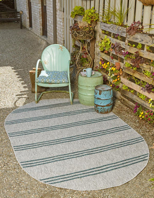 Light Gray 5' 3 x 8' Jill Zarin Outdoor Oval Area Rug Weather Resistant for Patio, Deck, Terrace, Balcony, Porch Durable 100% Polypropylene Carpet for Outside for Sale at Rug Engine
