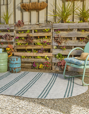 Light Gray 5' 3 x 8' Jill Zarin Outdoor Oval Area Rug Weather Resistant for Patio, Deck, Terrace, Balcony, Porch Durable 100% Polypropylene Carpet for Outside for Sale at Rug Engine