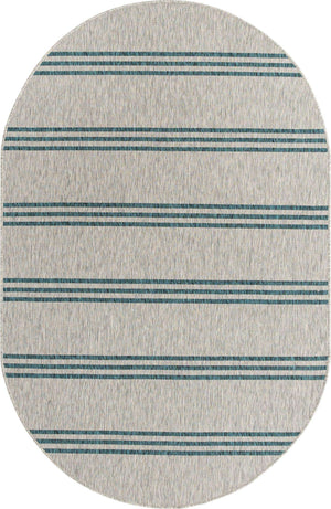 Light Gray 5' 3 x 8' Jill Zarin Outdoor Oval Area Rug Weather Resistant for Patio, Deck, Terrace, Balcony, Porch Durable 100% Polypropylene Carpet for Outside for Sale at Rug Engine