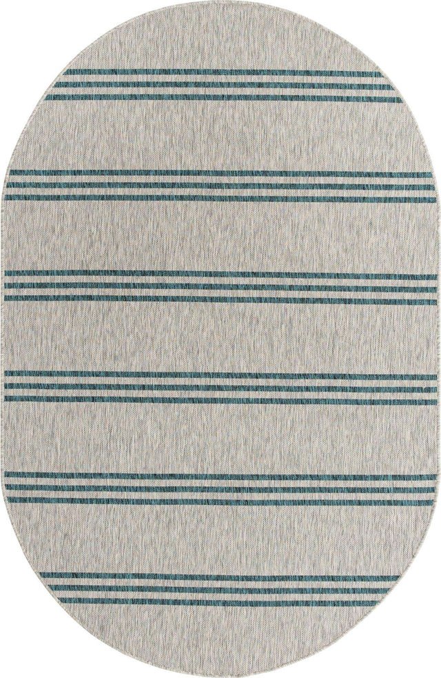 Light Gray 5' 3 x 8' Jill Zarin Outdoor Oval Area Rug Weather Resistant for Patio, Deck, Terrace, Balcony, Porch Durable 100% Polypropylene Carpet for Outside for Sale at Rug Engine
