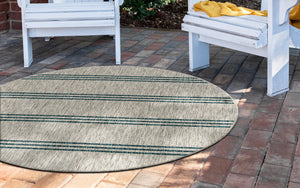Light Gray 6' 7 x 6' 7 Jill Zarin Outdoor Round Area Rug Weather Resistant for Patio, Deck, Terrace, Balcony, Porch Durable 100% Polypropylene Carpet for Outside for Sale at Rug Engine
