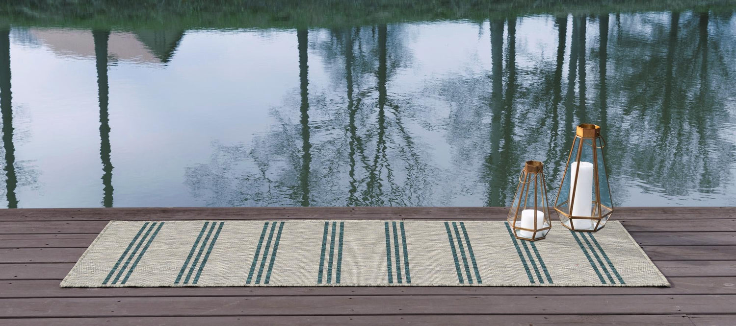 Light Gray 2' x 8' Jill Zarin Outdoor Runner Area Rug Weather Resistant for Patio, Deck, Terrace, Balcony, Porch Durable 100% Polypropylene Carpet for Outside for Sale at Rug Engine