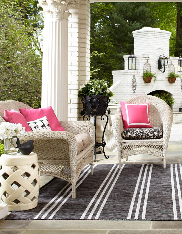 Charcoal 7' 10 x 7' 10 Jill Zarin Outdoor Square Area Rug Weather Resistant for Patio, Deck, Terrace, Balcony, Porch Durable 100% Polypropylene Carpet for Outside for Sale at Rug Engine