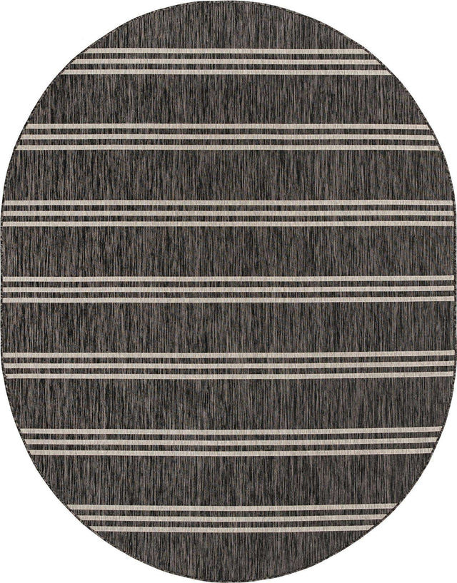 Charcoal 7' 10 x 10' Jill Zarin Outdoor Oval Area Rug Weather Resistant for Patio, Deck, Terrace, Balcony, Porch Durable 100% Polypropylene Carpet for Outside for Sale at Rug Engine