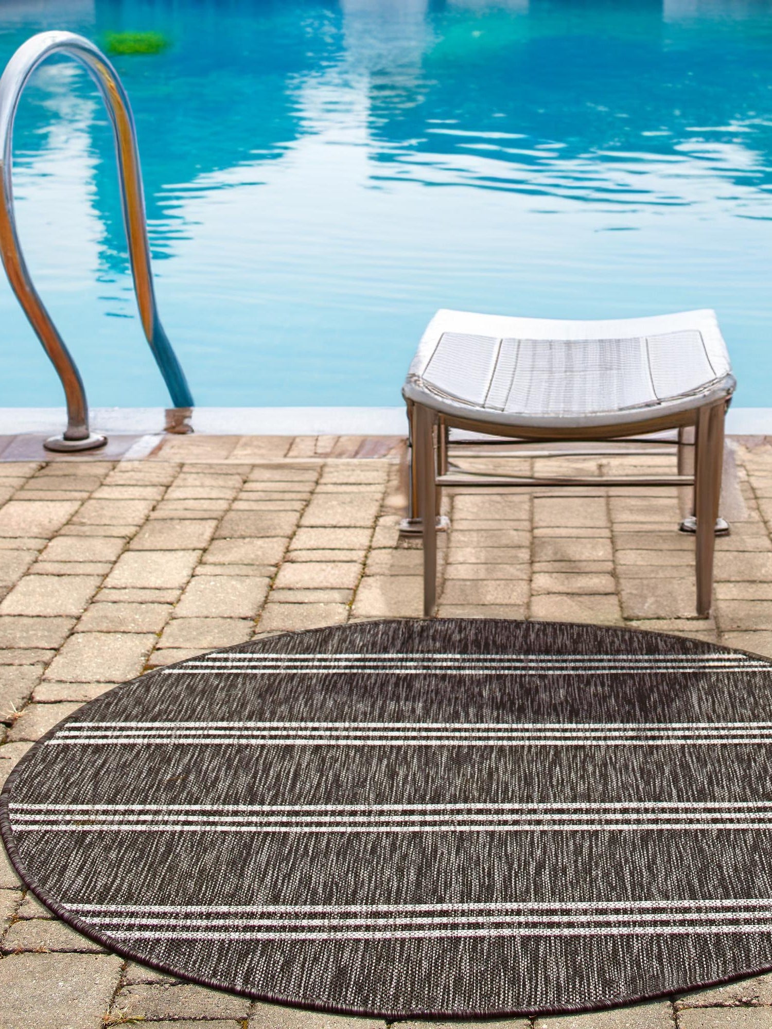 Charcoal 6' 1 x 6' 1 Jill Zarin Outdoor Round Area Rug Weather Resistant for Patio, Deck, Terrace, Balcony, Porch Durable 100% Polypropylene Carpet for Outside for Sale at Rug Engine