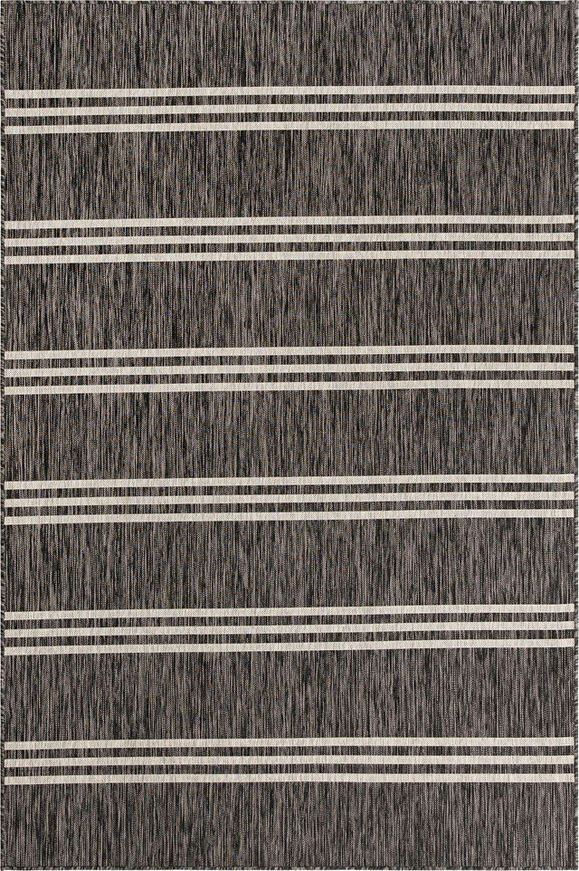 Charcoal 6' 1 x 9' Jill Zarin Outdoor Rectangle Area Rug Weather Resistant for Patio, Deck, Terrace, Balcony, Porch Durable 100% Polypropylene Carpet for Outside for Sale at Rug Engine