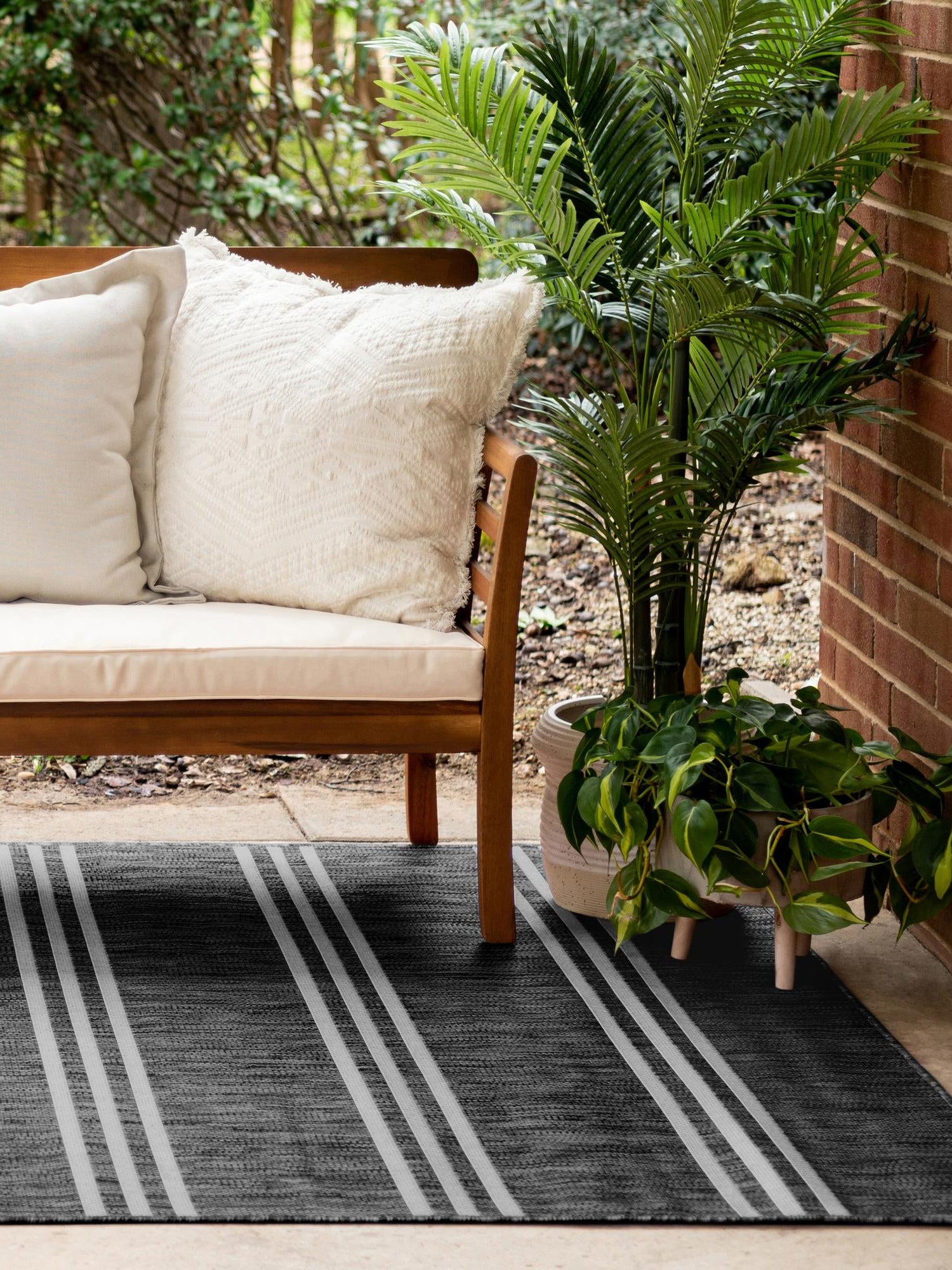 Charcoal 4' 1 x 6' 1 Jill Zarin Outdoor Rectangle Area Rug Weather Resistant for Patio, Deck, Terrace, Balcony, Porch Durable 100% Polypropylene Carpet for Outside for Sale at Rug Engine
