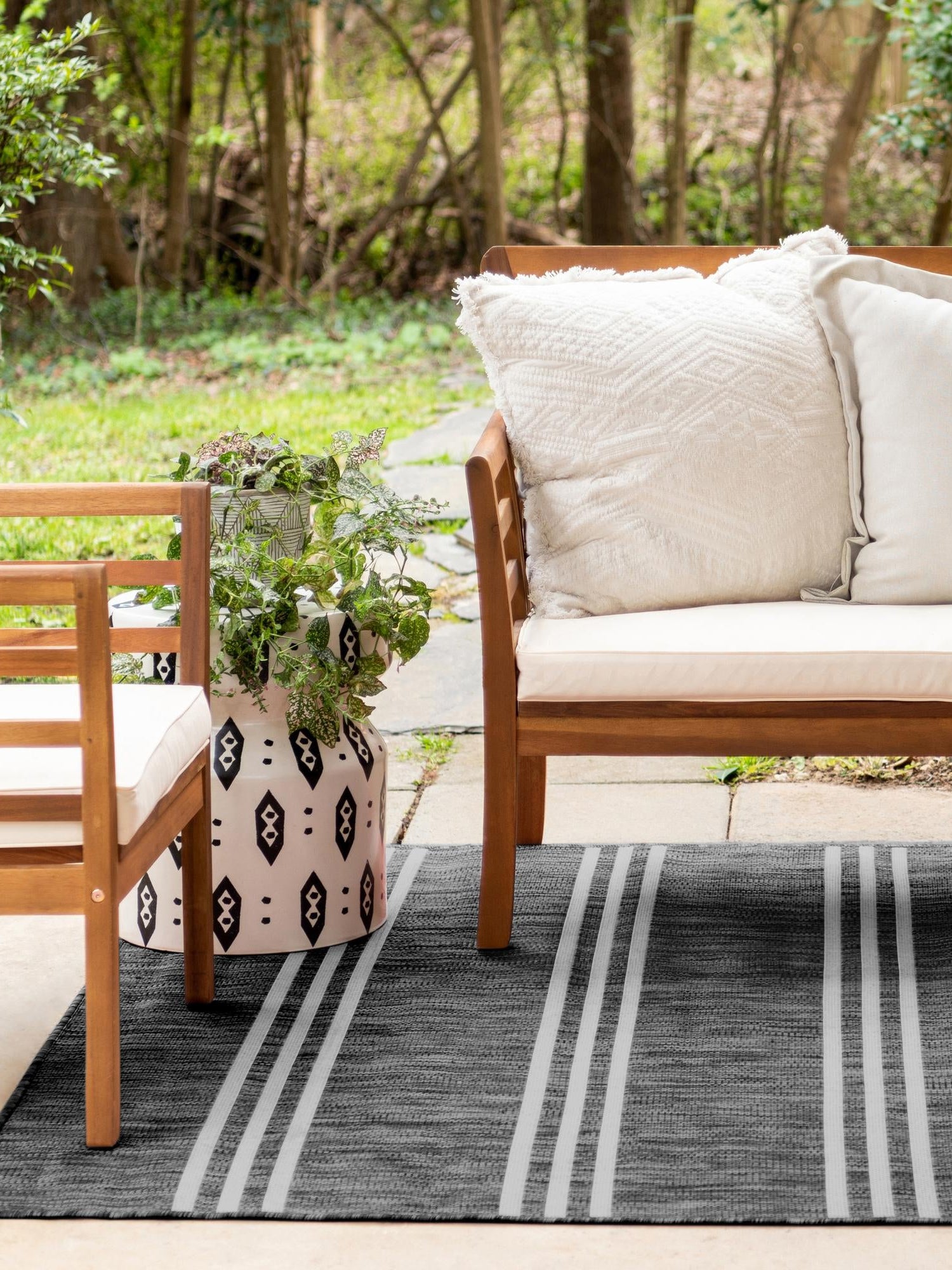 Charcoal 5' 3 x 8' Jill Zarin Outdoor Rectangle Area Rug Weather Resistant for Patio, Deck, Terrace, Balcony, Porch Durable 100% Polypropylene Carpet for Outside for Sale at Rug Engine