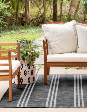 Charcoal 6' 1 x 9' Jill Zarin Outdoor Rectangle Area Rug Weather Resistant for Patio, Deck, Terrace, Balcony, Porch Durable 100% Polypropylene Carpet for Outside for Sale at Rug Engine