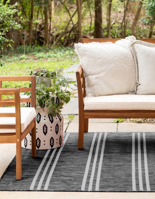 Charcoal 7' 10 x 10' Jill Zarin Outdoor Rectangle Area Rug Weather Resistant for Patio, Deck, Terrace, Balcony, Porch Durable 100% Polypropylene Carpet for Outside for Sale at Rug Engine