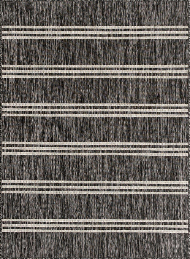 Charcoal 5' 3 x 8' Jill Zarin Outdoor Rectangle Area Rug Weather Resistant for Patio, Deck, Terrace, Balcony, Porch Durable 100% Polypropylene Carpet for Outside for Sale at Rug Engine