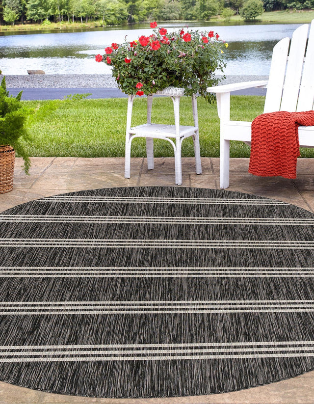 Charcoal 5' 3 x 8' Jill Zarin Outdoor Oval Area Rug Weather Resistant for Patio, Deck, Terrace, Balcony, Porch Durable 100% Polypropylene Carpet for Outside for Sale at Rug Engine