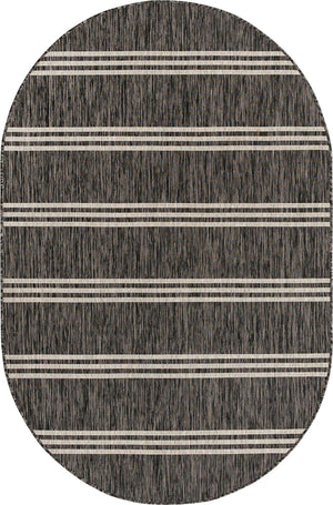 Charcoal 5' 3 x 8' Jill Zarin Outdoor Oval Area Rug Weather Resistant for Patio, Deck, Terrace, Balcony, Porch Durable 100% Polypropylene Carpet for Outside for Sale at Rug Engine