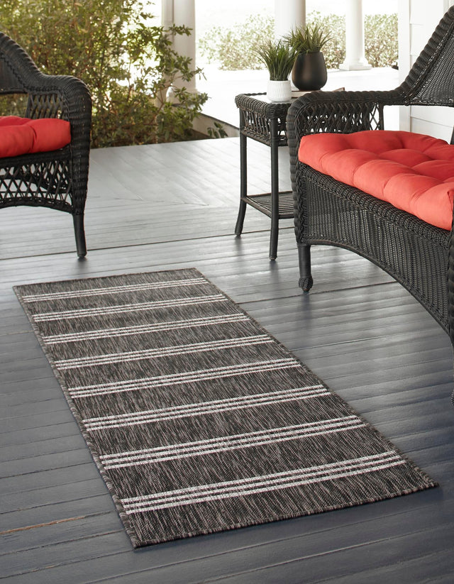 Charcoal 2' 7 x 10' Jill Zarin Outdoor Runner Area Rug Weather Resistant for Patio, Deck, Terrace, Balcony, Porch Durable 100% Polypropylene Carpet for Outside for Sale at Rug Engine