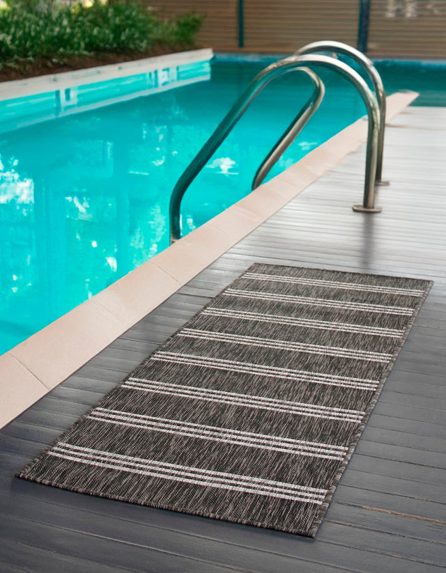 Charcoal 2' 7 x 10' Jill Zarin Outdoor Runner Area Rug Weather Resistant for Patio, Deck, Terrace, Balcony, Porch Durable 100% Polypropylene Carpet for Outside for Sale at Rug Engine
