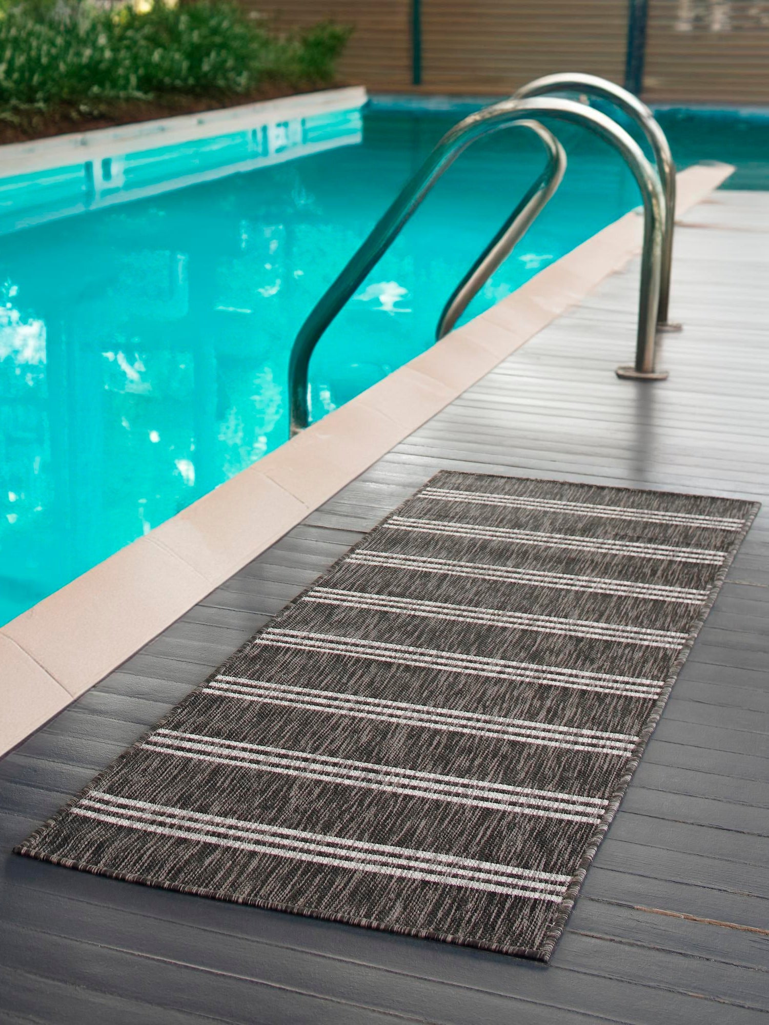 Charcoal 2' 7 x 12' Jill Zarin Outdoor Runner Area Rug Weather Resistant for Patio, Deck, Terrace, Balcony, Porch Durable 100% Polypropylene Carpet for Outside for Sale at Rug Engine