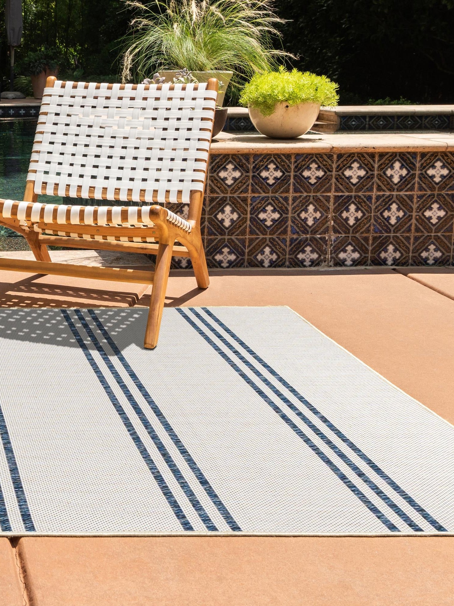 Ivory 5' 3 x 8' Jill Zarin Outdoor Rectangle Area Rug Weather Resistant for Patio, Deck, Terrace, Balcony, Porch Durable 100% Polypropylene Carpet for Outside for Sale at Rug Engine