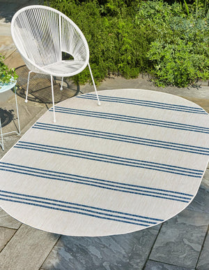 Ivory 5' 3 x 8' Jill Zarin Outdoor Oval Area Rug Weather Resistant for Patio, Deck, Terrace, Balcony, Porch Durable 100% Polypropylene Carpet for Outside for Sale at Rug Engine