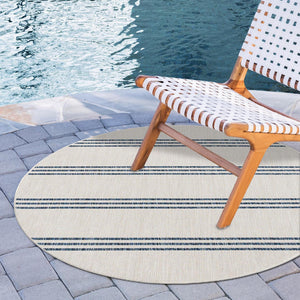 Ivory 6' 7 x 6' 7 Jill Zarin Outdoor Round Area Rug Weather Resistant for Patio, Deck, Terrace, Balcony, Porch Durable 100% Polypropylene Carpet for Outside for Sale at Rug Engine