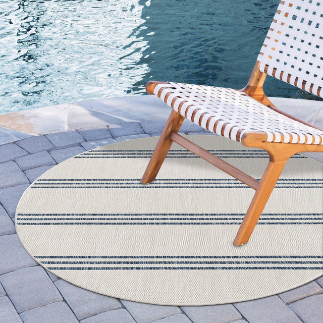 Ivory 6' 7 x 6' 7 Jill Zarin Outdoor Round Area Rug Weather Resistant for Patio, Deck, Terrace, Balcony, Porch Durable 100% Polypropylene Carpet for Outside for Sale at Rug Engine