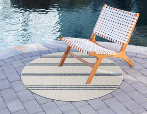 Ivory 6' 7 x 6' 7 Jill Zarin Outdoor Round Area Rug Weather Resistant for Patio, Deck, Terrace, Balcony, Porch Durable 100% Polypropylene Carpet for Outside for Sale at Rug Engine
