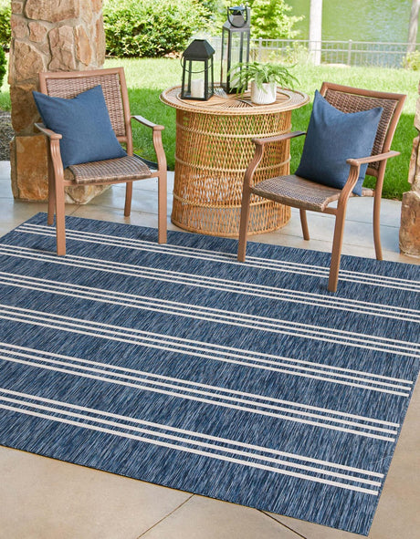 Blue 10' 8 x 10' 8 Jill Zarin Outdoor Square Area Rug Weather Resistant for Patio, Deck, Terrace, Balcony, Porch Durable 100% Polypropylene Carpet for Outside for Sale at Rug Engine
