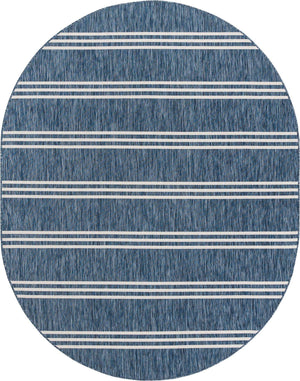 Blue 7' 10 x 10' Jill Zarin Outdoor Oval Area Rug Weather Resistant for Patio, Deck, Terrace, Balcony, Porch Durable 100% Polypropylene Carpet for Outside for Sale at Rug Engine