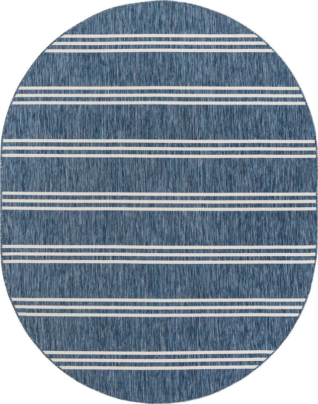 Blue 7' 10 x 10' Jill Zarin Outdoor Oval Area Rug Weather Resistant for Patio, Deck, Terrace, Balcony, Porch Durable 100% Polypropylene Carpet for Outside for Sale at Rug Engine