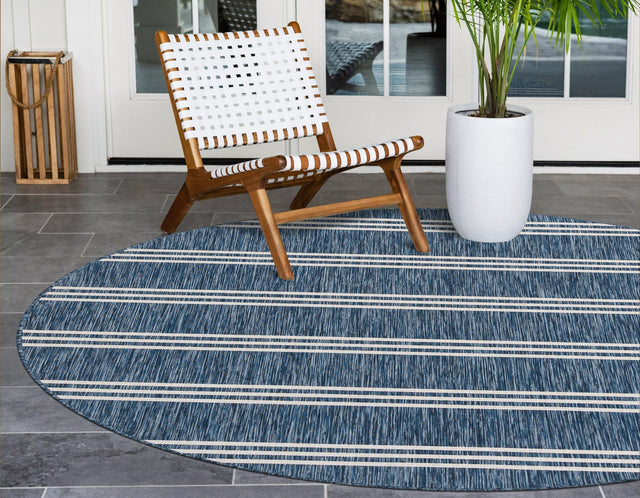 Blue 6' 7 x 6' 7 Jill Zarin Outdoor Round Area Rug Weather Resistant for Patio, Deck, Terrace, Balcony, Porch Durable 100% Polypropylene Carpet for Outside for Sale at Rug Engine