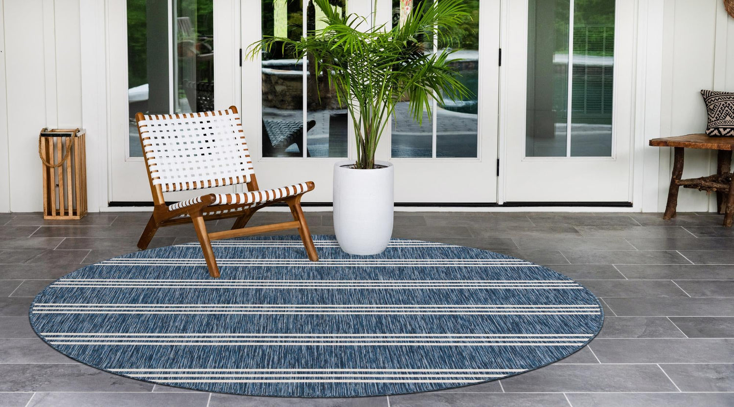 Blue 10' 8 x 10' 8 Jill Zarin Outdoor Round Area Rug Weather Resistant for Patio, Deck, Terrace, Balcony, Porch Durable 100% Polypropylene Carpet for Outside for Sale at Rug Engine