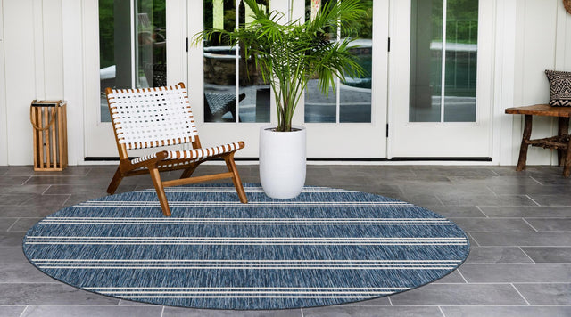 Blue 10' 8 x 10' 8 Jill Zarin Outdoor Round Area Rug Weather Resistant for Patio, Deck, Terrace, Balcony, Porch Durable 100% Polypropylene Carpet for Outside for Sale at Rug Engine
