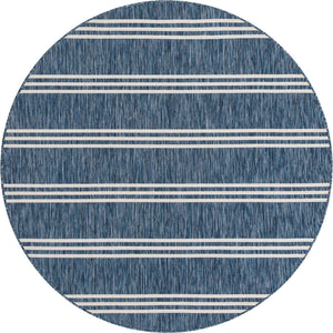 Blue 6' 7 x 6' 7 Jill Zarin Outdoor Round Area Rug Weather Resistant for Patio, Deck, Terrace, Balcony, Porch Durable 100% Polypropylene Carpet for Outside for Sale at Rug Engine