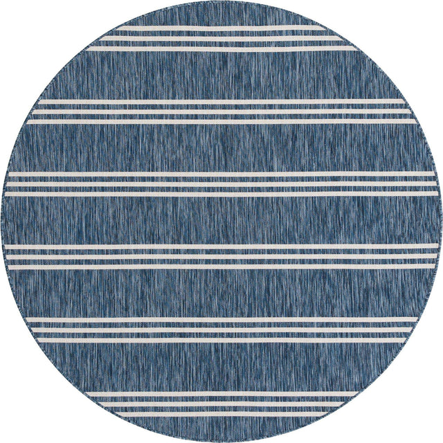 Blue 6' 7 x 6' 7 Jill Zarin Outdoor Round Area Rug Weather Resistant for Patio, Deck, Terrace, Balcony, Porch Durable 100% Polypropylene Carpet for Outside for Sale at Rug Engine