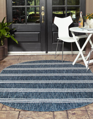 Blue 5' 3 x 8' Jill Zarin Outdoor Oval Area Rug Weather Resistant for Patio, Deck, Terrace, Balcony, Porch Durable 100% Polypropylene Carpet for Outside for Sale at Rug Engine