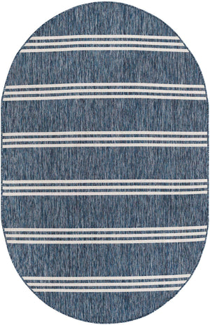 Blue 5' 3 x 8' Jill Zarin Outdoor Oval Area Rug Weather Resistant for Patio, Deck, Terrace, Balcony, Porch Durable 100% Polypropylene Carpet for Outside for Sale at Rug Engine