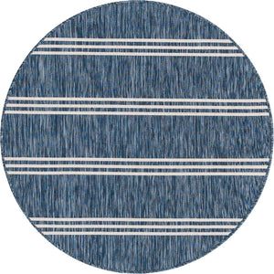 Blue 4' 1 x 4' 1 Jill Zarin Outdoor Round Area Rug Weather Resistant for Patio, Deck, Terrace, Balcony, Porch Durable 100% Polypropylene Carpet for Outside for Sale at Rug Engine