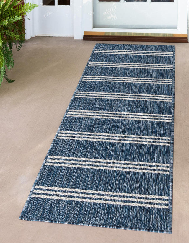 Blue 2' x 6' 1 Jill Zarin Outdoor Runner Area Rug Weather Resistant for Patio, Deck, Terrace, Balcony, Porch Durable 100% Polypropylene Carpet for Outside for Sale at Rug Engine