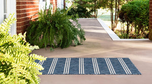 Blue 2' x 6' 1 Jill Zarin Outdoor Runner Area Rug Weather Resistant for Patio, Deck, Terrace, Balcony, Porch Durable 100% Polypropylene Carpet for Outside for Sale at Rug Engine