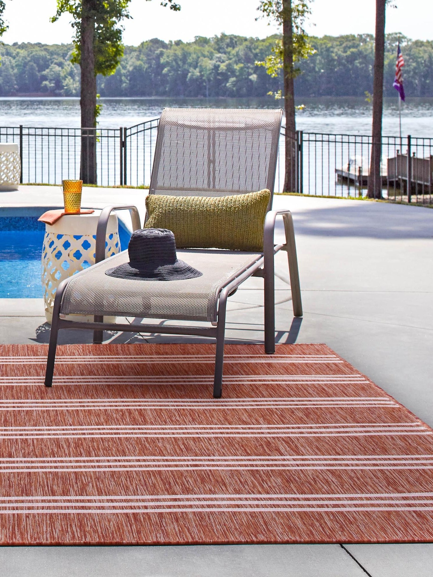 Rust Red 13' 1 x 13' 1 Jill Zarin Outdoor Square Area Rug Weather Resistant for Patio, Deck, Terrace, Balcony, Porch Durable 100% Polypropylene Carpet for Outside for Sale at Rug Engine