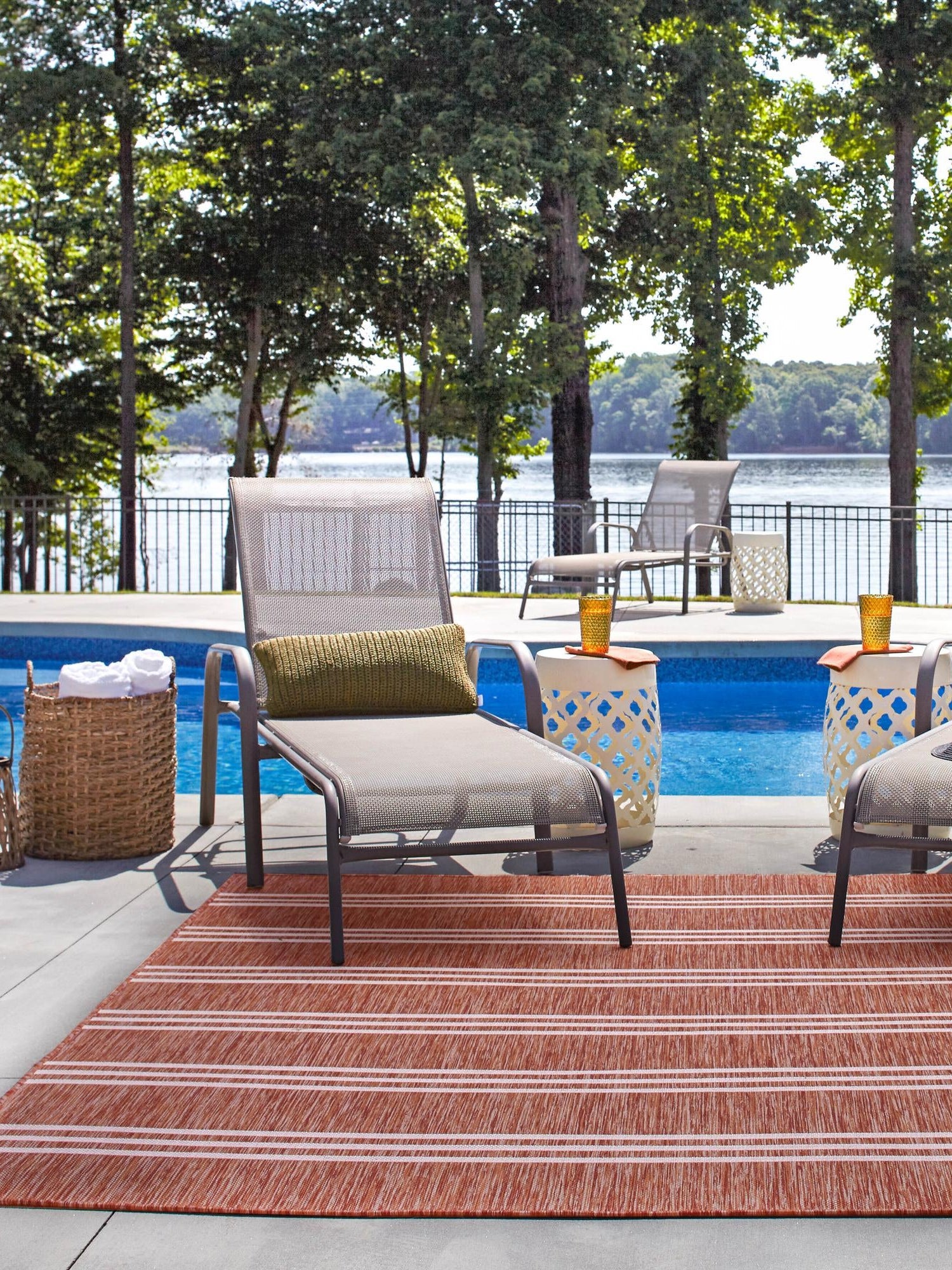 Rust Red 10' 8 x 10' 8 Jill Zarin Outdoor Square Area Rug Weather Resistant for Patio, Deck, Terrace, Balcony, Porch Durable 100% Polypropylene Carpet for Outside for Sale at Rug Engine