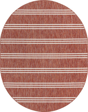 Rust Red 7' 10 x 10' Jill Zarin Outdoor Oval Area Rug Weather Resistant for Patio, Deck, Terrace, Balcony, Porch Durable 100% Polypropylene Carpet for Outside for Sale at Rug Engine