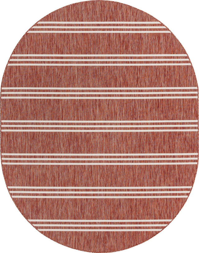 Rust Red 7' 10 x 10' Jill Zarin Outdoor Oval Area Rug Weather Resistant for Patio, Deck, Terrace, Balcony, Porch Durable 100% Polypropylene Carpet for Outside for Sale at Rug Engine