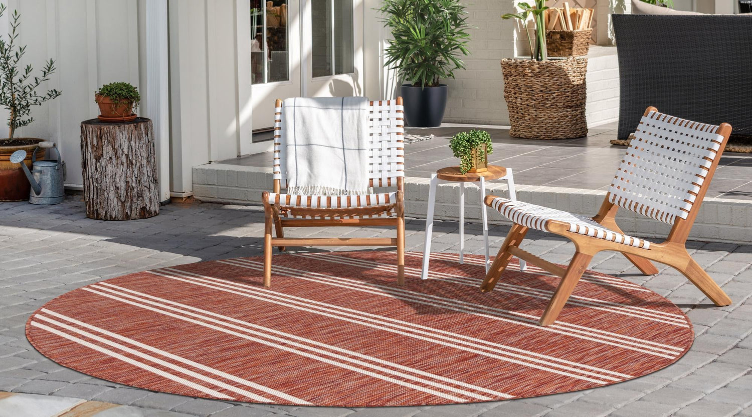 Rust Red 4' 1 x 4' 1 Jill Zarin Outdoor Round Area Rug Weather Resistant for Patio, Deck, Terrace, Balcony, Porch Durable 100% Polypropylene Carpet for Outside for Sale at Rug Engine