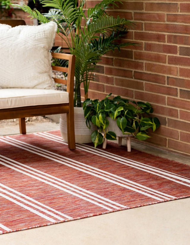 Rust Red 7' 1 x 10' Jill Zarin Outdoor Rectangle Area Rug Weather Resistant for Patio, Deck, Terrace, Balcony, Porch Durable 100% Polypropylene Carpet for Outside for Sale at Rug Engine
