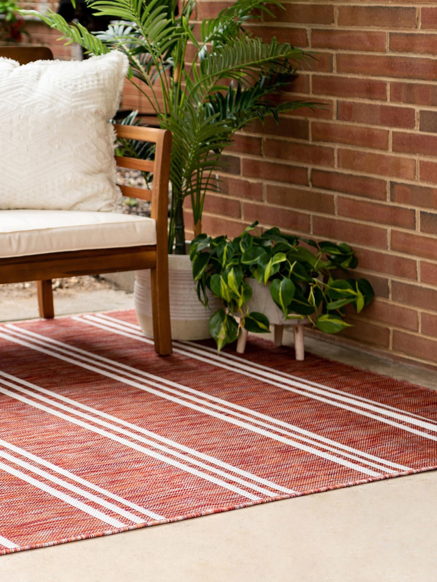 Rust Red 6' 1 x 9' Jill Zarin Outdoor Rectangle Area Rug Weather Resistant for Patio, Deck, Terrace, Balcony, Porch Durable 100% Polypropylene Carpet for Outside for Sale at Rug Engine