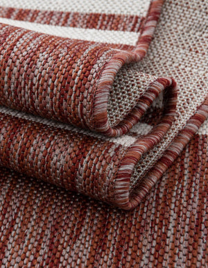 Rust Red 7' 1 x 10' Jill Zarin Outdoor Rectangle Area Rug Weather Resistant for Patio, Deck, Terrace, Balcony, Porch Durable 100% Polypropylene Carpet for Outside for Sale at Rug Engine