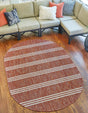 Rust Red 7' 10 x 10' Jill Zarin Outdoor Oval Area Rug Weather Resistant for Patio, Deck, Terrace, Balcony, Porch Durable 100% Polypropylene Carpet for Outside for Sale at Rug Engine