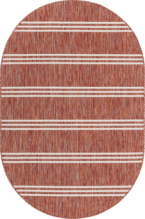 Rust Red 5' 3 x 8' Jill Zarin Outdoor Oval Area Rug Weather Resistant for Patio, Deck, Terrace, Balcony, Porch Durable 100% Polypropylene Carpet for Outside for Sale at Rug Engine