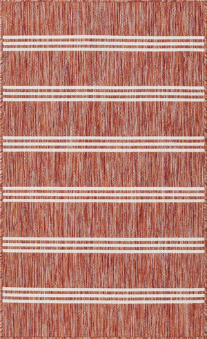 Rust Red 3' 1 x 5' 3 Jill Zarin Outdoor Rectangle Area Rug Weather Resistant for Patio, Deck, Terrace, Balcony, Porch Durable 100% Polypropylene Carpet for Outside for Sale at Rug Engine