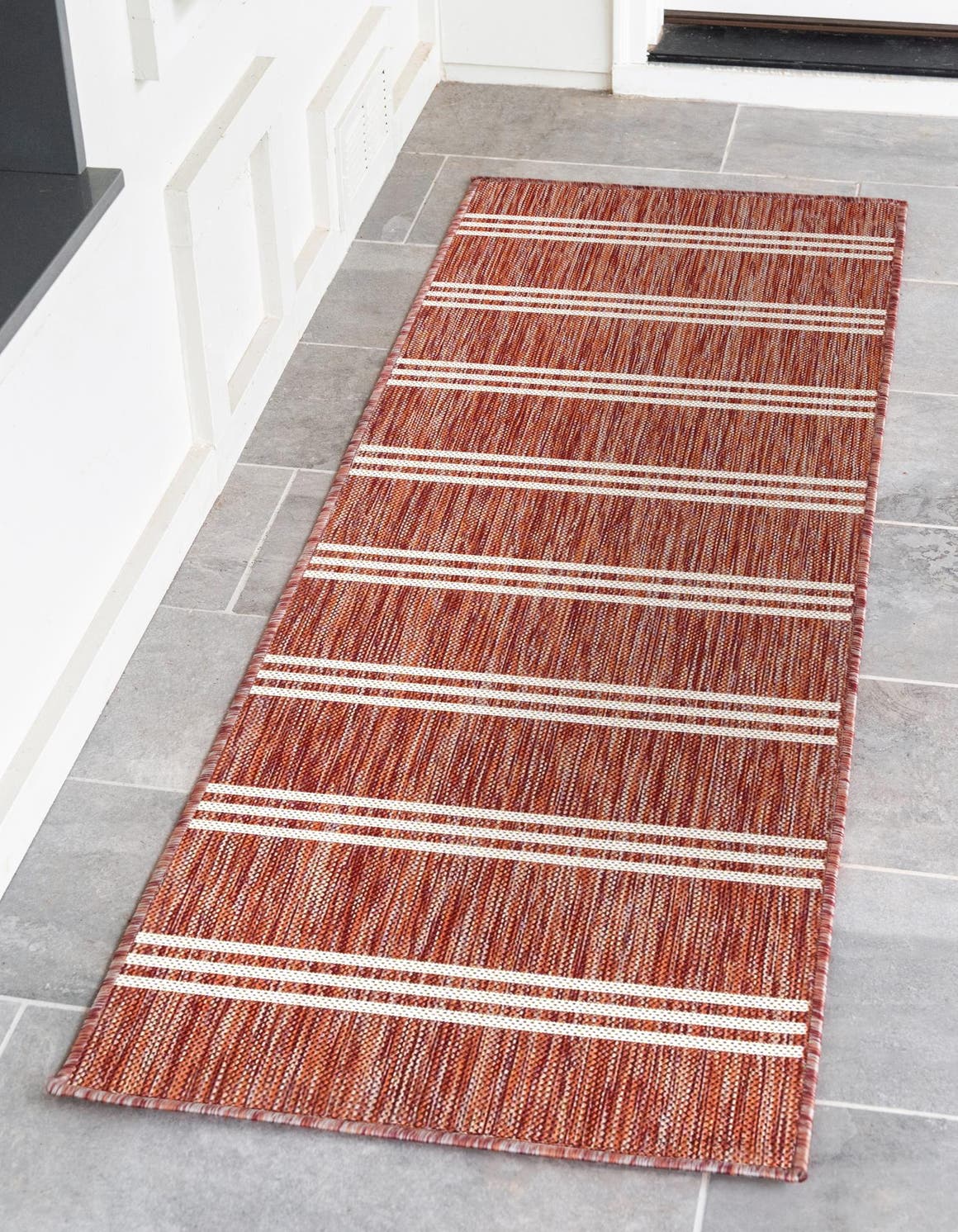 Rust Red 2' x 6' 1 Jill Zarin Outdoor Runner Area Rug Weather Resistant for Patio, Deck, Terrace, Balcony, Porch Durable 100% Polypropylene Carpet for Outside for Sale at Rug Engine